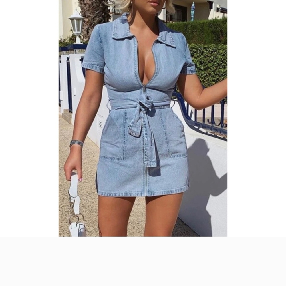 Denim Button-Down Mini Dress